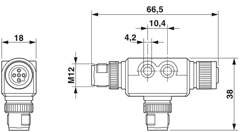 PHOENIX CONTACT CONECTOR T M12 5P HEMBRA 2xM12 5P MACHO PROFIBUS BLINDADO PBT CODIF-B