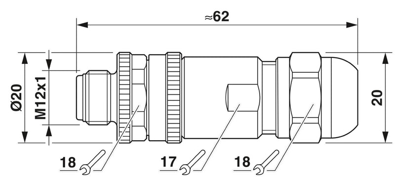 PHOENIX CONTACT CONECTOR M12 4P MACHO LATON-NIQUEL BLINDADO PG7 CODIF-D
