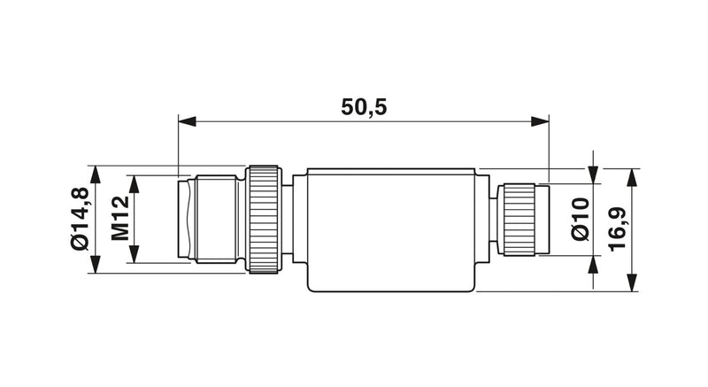 PHOENIX CONTACT CONECTOR M12 3P MACHO M8 3P HEMBRA TPU CODIF-A