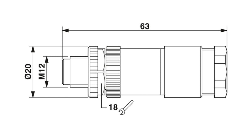 PHOENIX CONTACT CONECTOR M12 5P MACHO PLASTICO PG11-DUO CODIF-A