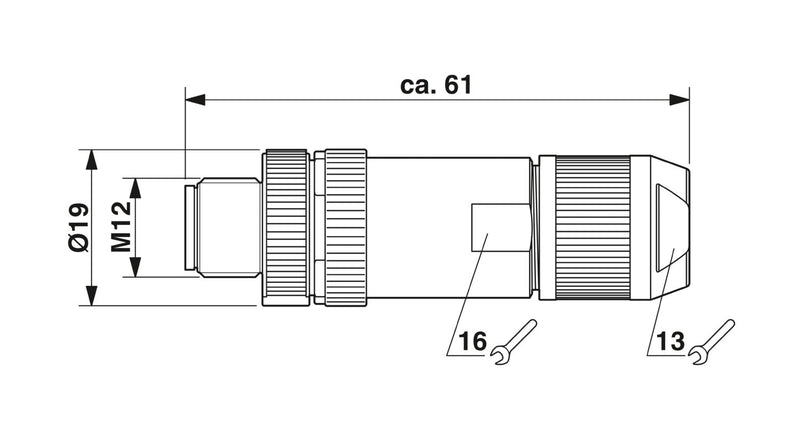 PHOENIX CONTACT CONECTOR M12 4P MACHO ZINC-NIQELADO CODIF-A
