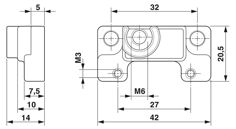 PHOENIX CONTACT BRIDA EMPOTRADA BLOQUEO POR TORNILLO HC-B-AF-SET