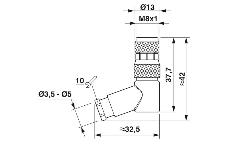 PHOENIX CONTACT CONECTOR M8 4P HEMBRA CODO PBT CODIF-A