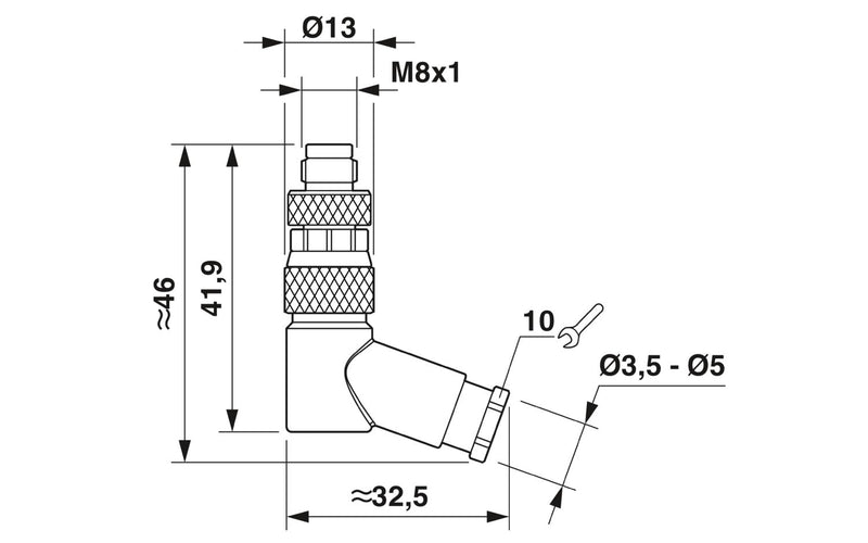 PHOENIX CONTACT CONECTOR M8 3P MACHO CODO PBT CODIF-A