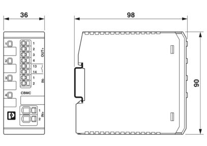 PHOENIX INTERRUPTOR 24VDC MONTAJE EN RIEL DIN