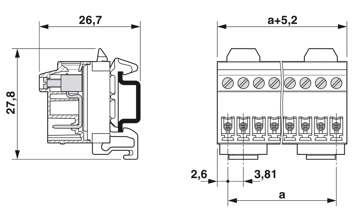 PHOENIX CONTACT CONECTOR P/RIEL 8A 9P