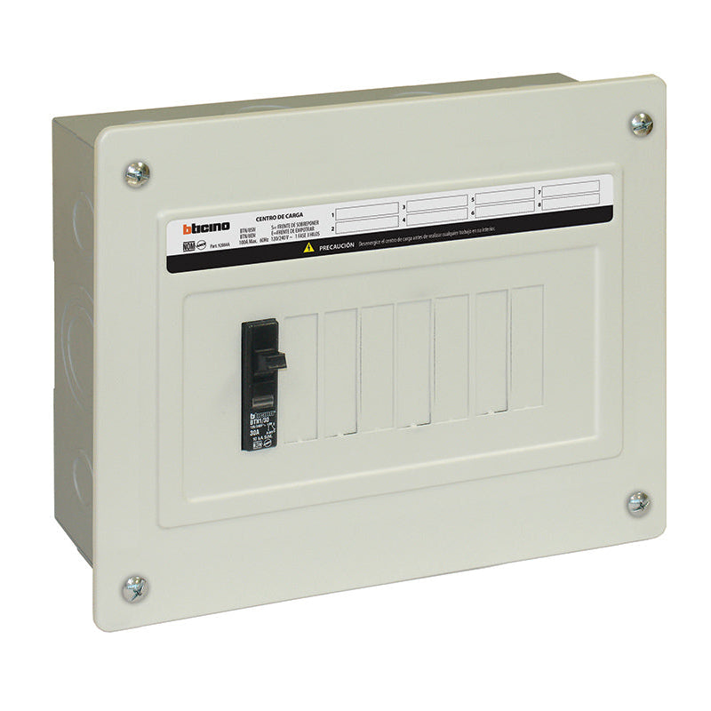 BTICINO CENTRO DE CARGA 8P 100A 120/240VAC 1F 3H 10kA EMP QOD8E
