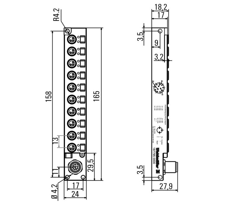 WEIDMULLER CONECTOR M8 SALIDA M12 SAI-10-S12 3P M8 L