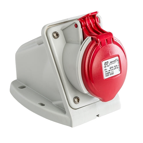 IDE TOMA SOBREPONER 3P+T 16A 440V 6H ROJO IP44