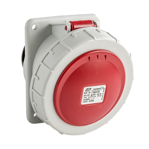 IDE TOMA EMPOTRAR 3P+N+T 32A 440V 6H ROJO P67 3806