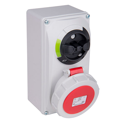 IDE BASE MURAL ENCLAVAMIENTO 32AMP 3P+T 400V 6H ROJO