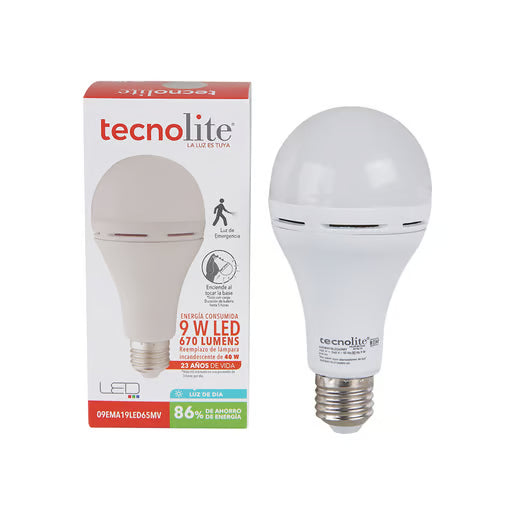 TECNOLITE FOCO A19 LED 9W 100-240V6500K E27