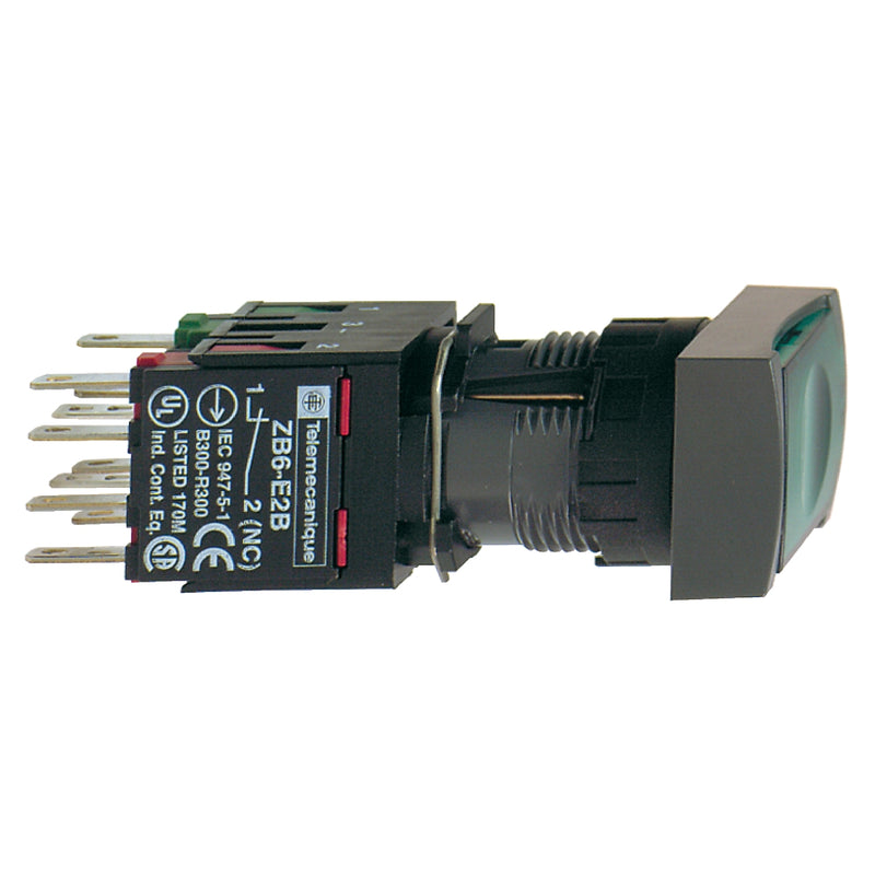 TELEMEC BOTON ILUM VERDE RECT 1NA+LED 24V CA/CD -COMP PLAST