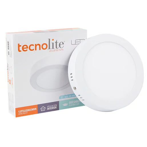 TECNOLITE LUMINARIO SOB REDONDO BLANCO/PC LED 12W 6500K
