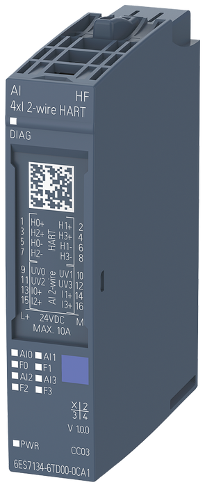 SIEMENS ET 200SP, AI 4XI 2-WIRE 4...20MA HART SKU: 6ES7134-6TD00-0CA1