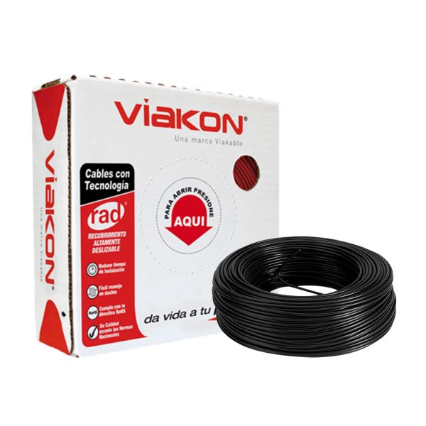 VIAKON CABLE 12 NEGRO THHW CAJA 100 MTS