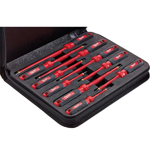 MILWAUKEE DESARMADORES INSULADOS 1000V 10 PZAS CON ESTUCHE