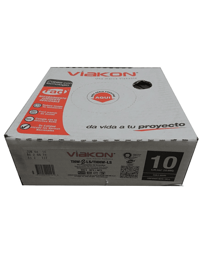 VIAKON CABLE 10 VERDE THHW CAJA 100 MTS