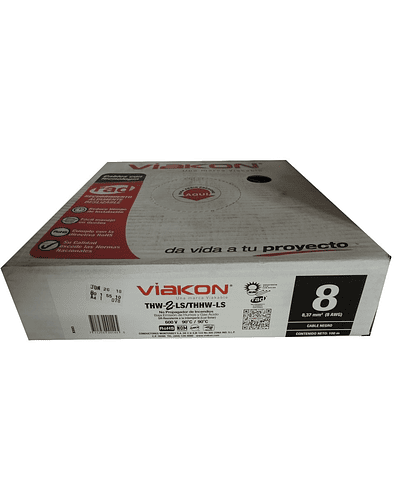 VIAKON CABLE 8 NEGRO THHW ROLLO 100 MTS