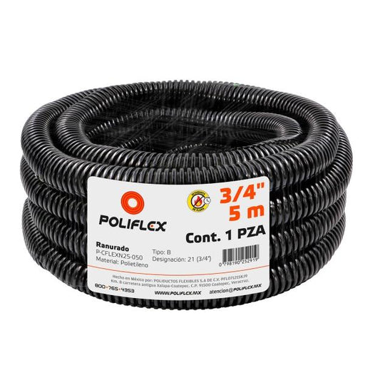 POLIFLEX NEGRO RANURADO 3/4 NEGRO (19mm) METRO