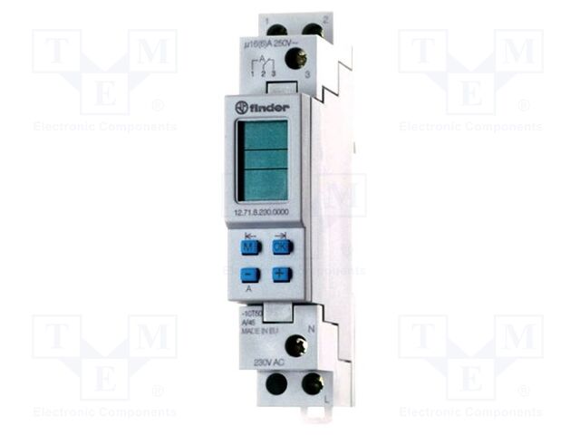 FINDER INTERRUPTOR HORARIO SEMANAL 16A 1P2T 12-24VAC/DC