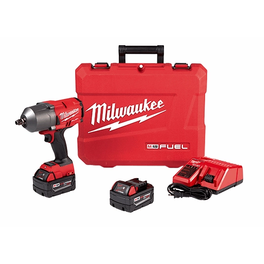 MILWAUKEE KIT INALAMBRICO DE 1 HERRAMIENTA LLAVE DE IMPACTO ALTO TORQUE DE 1/2'' CON ANILLO DE FRICCION M18T BRUSHLESS FUELT 18 VOLTIOS ION DE LITIO CON DOS BATERIAS M18 XC 5 AMP + CARGADOR