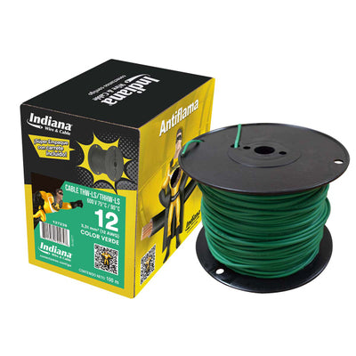 INDIANA CABLE 12 VERDE THHW CAJA 100 MTS