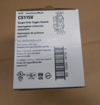 LEVITON INTERRUPTOR DE PALANCA 1P 20A 120/277V MARFIL