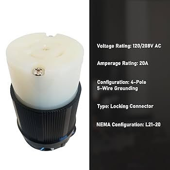 HUBBELL CONECTOR MVUELTA 20A 5H 120/208V L21-20