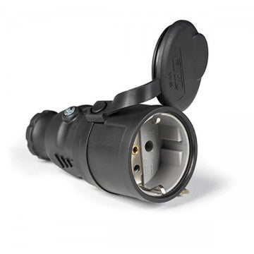 IDE BASE AEREA TIPO SCHUKO 2P+TT 250V 10A/16A NEGRO