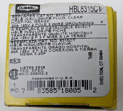 HUBBEL CLAVIJA ER HOSP 2P 3H 15AMO 125V