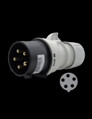 IDE BASE MURAL 32A 3P+T 500VCA 7H NEGRO IP44