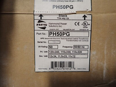 HAMMOND POWER TRANSFORMADOR 1F 75VA PRIM 480/240V SEC 240/120V