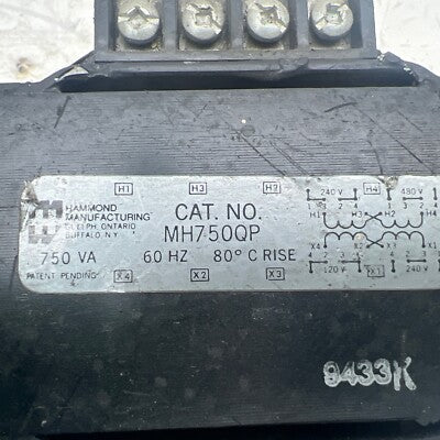 HAMMOND POWER TRANSFORMADOR 1F 150VA PRIM 480/240V SEC 240/120V