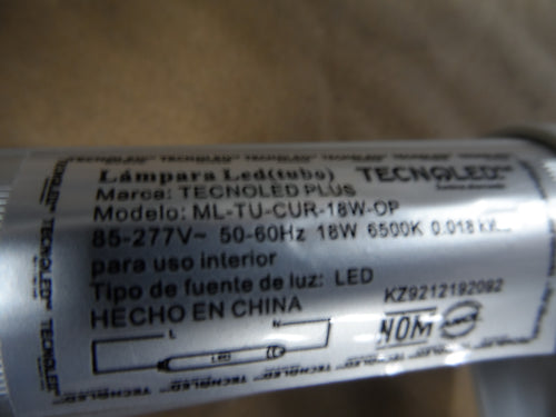 TECNOLED TUBO LED T-8 36W 6500K 85-277V OPALINO