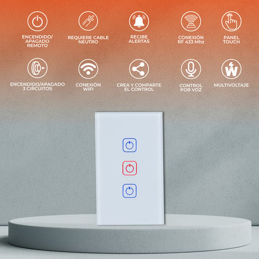 TECNOLITE SWITCH TACTIL 3GWIFI+RF+L+N 100-240V BLANCO