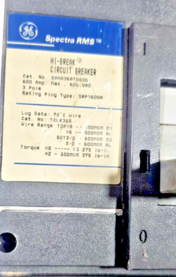 GENERAL ELECTRIC SPECTRA RATING PLUG 300A 600VAC