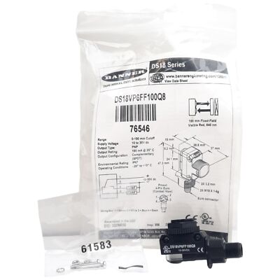 BANNER PHOTOELECTRIC SENSOR REFLEX 10-30VCD PNP 4P QD