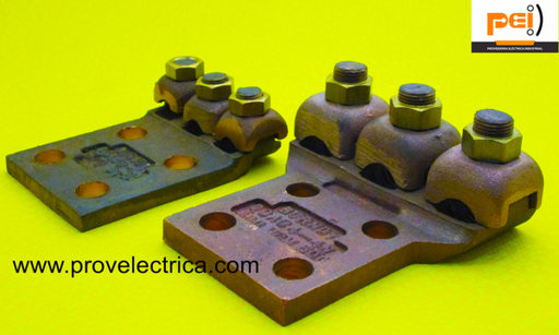 BURNDY TERMINAL 3/0-4/0 2 BARRENOS 1/2" 2 OPRESORES