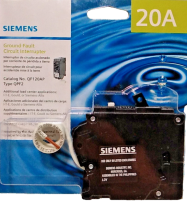 SIEMENS INTERRUPTOR 30 A 1P 120 V 10K QPF2 GFCI 5MA