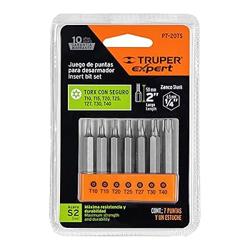 TRUPER JUEGO DE PUNTAS TORX 7PZAS DE 1"" T10-T40