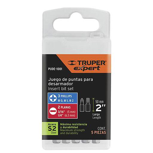 TRUPER PUNTAS D/DESARMADOR PLANAS 1/4 2  5PZS