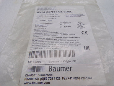 BAUMER MY COM G75P/S35L SENSOR NO PNP 10-30VDC