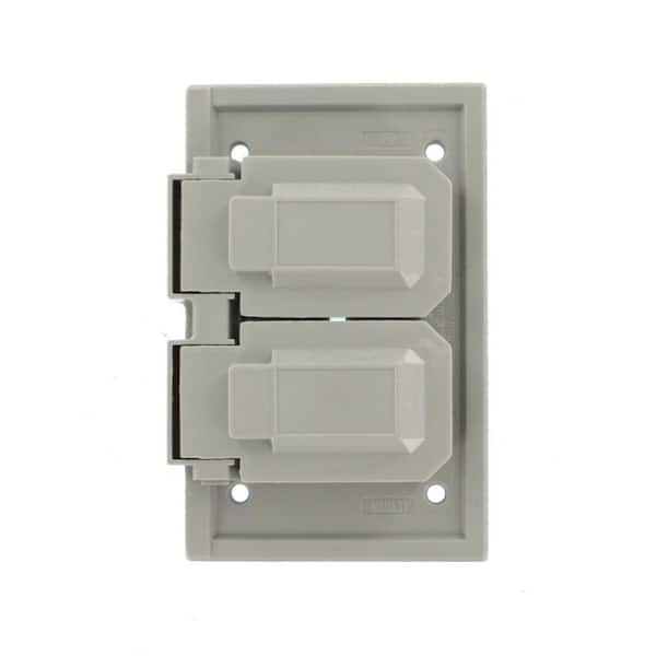 LEVITON PLACA P/CONTACTO DUPLEX NYLON P/INTEMPERIE VERTICAL GRIS