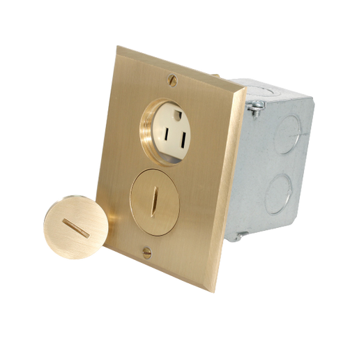 LEVITON CONTACTO DUPLEX 15A 125VAC C/PLACA P/PISO C/CAJA DORADO
