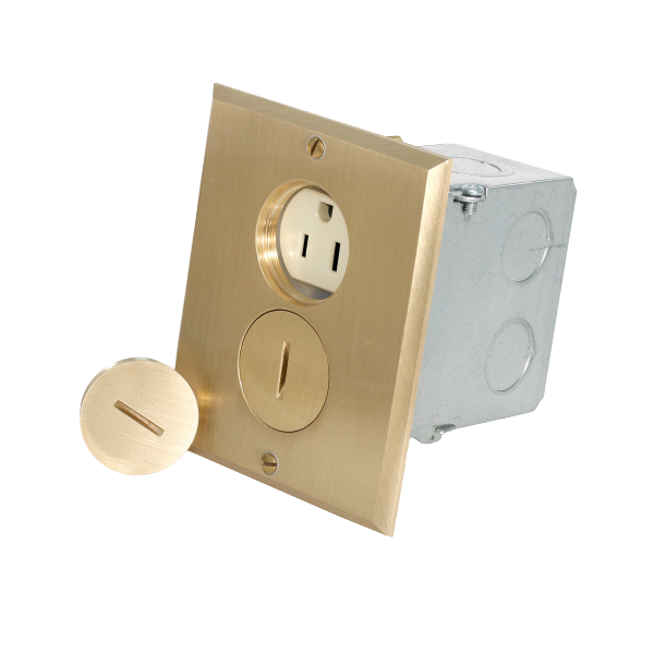 LEVITON CONTACTO DUPLEX 15A 125VAC C/PLACA P/PISO C/CAJA DORADO