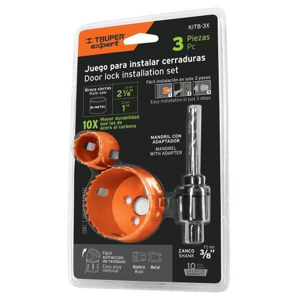 TRUPER JGO. PARA INSTALAR CERRADURAS 3 PZAS.