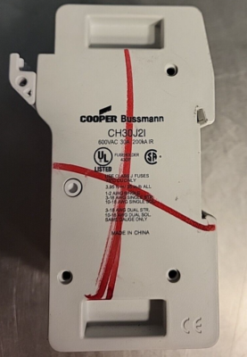 BUSSMAN BASE PORTAFUSIBLE CLASE J 600V