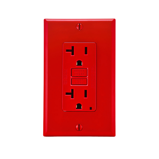 LEVITON RECEPTACULO DPX SMARTLOCK GFCI 20AMP 125V ROJO C/PLACA