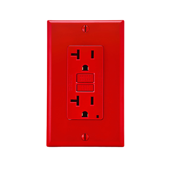 LEVITON RECEPTACULO DPX SMARTLOCK GFCI 20AMP 125V ROJO C/PLACA